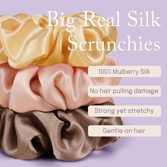Silk Scrunchies Oversized Mulberry Soft Hair Ties for Thick Hair Sleep or Style main image 7